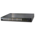 PLANET FGSW-2620PVM SNMP Managed 24-Port 802.3af 10/100 PoE Ethernet Switch + 2-Port 1000Base-T/MiniGBIC, Part No# FGSW-2620PVM