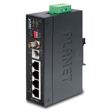 PLANET IVC-2002 IP30 Industrial Ethernet Extender, 4-Port RJ45 (LAN), 1-Port BNC, 1-Port RJ11 (-40 to 75C), Part No# IVC-2002
