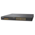PLANET GSW-1600HP 19" 16-Port 10/100/1000 unmanaged Gigabit Ethernet 802.3at POE+ Switch (220W), Part No# GSW-1600HP