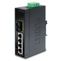 PLANET ISW-511T IP30 Slim Type 4-Port Industrial Ethernet Switch + 1-Port 100Base-FX(SC) (-40 - 75 C), Part No# ISW-511T