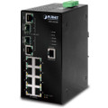PLANET ISW-1022MT IP30  SNMP 8-Port/TP + 2-Port Gigabit Combo Industrial Ethernet Switch (-40 to 75 degree C), Part No# ISW-1022MT