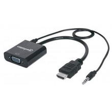 Manhattan HDMI to VGA Converter with audio (Retail blister), Stock# 151450