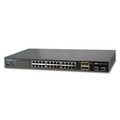 PLANET XGSW-28040 L2+/L4 24-Port 10/100/1000Mbps with 4 Shared SFP + 4-Port 10G SFP+ Managed Switch, IPv6/IPv4 Management, Part No# XGSW-28040