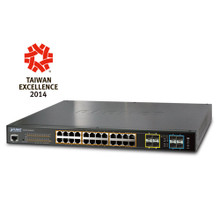 PLANET XGSW-28040HP L2+ 24-Port 10/100/1000T 802.3at POE+ plus 4-port 10G SFP+ Managed Switches with Hardware Layer3 IPv4/IPv6 Static Routing, 440W POE Budget, ERPS Ring, Part No# XGSW-28040HP