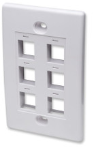 INTELLINET/Manhattan Wall Plate Flush Mount, 6-Outlet, White, Stock# 163323