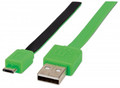 INTELLINET/Manhattan 391351 Flat Micro-USB Cable 6ftGreen/Black, part# 391351