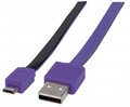 INTELLINET/Manhattan 390965 Flat Micro-USB Cable 6ft Purple/Black, Part# 390965