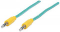 INTELLINET/Manhattan 352789 3.5mm Braided Audio CableTeal/Yellow, 1 m (3 ft.), Part# 352789