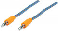 INTELLINET/Manhattan 352802 3.5mm Braided Audio Cable Blue/Orange, 1 m (3 ft.), Part# 352802