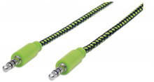 INTELLINET/Manhattan 352840 3.5mm Braided Audio Cable  Black/Green, 1 m (3 ft.), Part# 352840