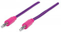 INTELLINET/Manhattan 3.5mm Braided Audio Cable Purple/Pink, 1 m (3 ft.), Part# 394116
