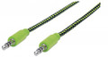 INTELLINET/Manhattan 3.5mm Braided Audio Cable, Part#  Black/Green, 1.8 m (6 ft.), Part# 394147
