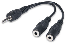 INTELLINET/Manhattan 393942 3.5mm Stereo Y-Adapter, Part# Black, 15 cm (6 in.), Part# 393942