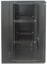 INTELLINET 19 Inch Double Section Wallmount Cabinet, 15U, 21.7 Inch (550 mm) Depth, Assembled, Black, Part# 712019