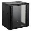 Intellinet 19 Inch Wallmount Cabinet, 12U, 17.7 Inch (450 mm) Depth, Black, Flatpack, Part# 711869