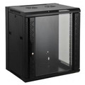 INTELLINET 19 Inch Wallmount Cabinet, 12U, 17.7 Inch (450 mm) Depth, Black, Flatpack, Part# 711869