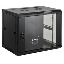 INTELLINET 19 Inch Double Section Wallmount Cabinet, 9U, 21.7 Inch (550 mm) Depth, Assembled, Black, Part# 711845