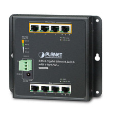 Planet 8-Port 10/100/1000T Wall Mounted Gigabit Ethernet Switch with 4-Port PoE+, Part# PN-WGS-804HP