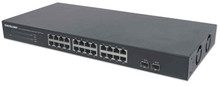 Intellinet IES-24G02, 24-Port Gigabit Ethernet Switch with 2 SFP Ports, Part# 561044