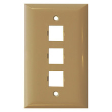 Suttle 2-2503M-52 3-port faceplate, single gang, smooth finish, oversize - Elec Ivory, Part#135-0273
