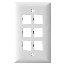 Suttle 2-2506-85 6-port faceplate, single gang, smooth finish - White, Part# 135-0226