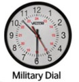VALCOM 12" Round Wireless Clock, Black, Surface Mount, Battery Operated, Military Dial, Part# V-AW12B-MD