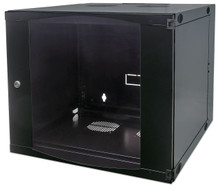 INTELLINET 19 Inch Double Section Wallmount Cabinet, 12U, 23.62 Inch (600 mm) Depth, Flatpacked, Black, Part# 713863