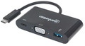 Manhattan SuperSpeed USB-C VGA Docking Converter, Part# 152044