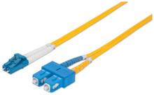 Intellinet Fiber Optic Patch Cable, Duplex, Single-Mode, LC/SC, 9/125 µm, OS2, 10.0 m (33.0 ft.), Yellow, Part# 473996