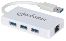 Manhattan 3-Port USB 3.0 Hub with Gigabit Ethernet Adapter, Part# 507578