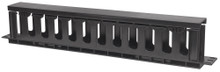 INTELLINET 19" Cable Management Panel 1U, Rackmountable with Cover, Black, Part# 714679