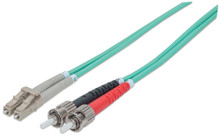 INTELLINET Fiber Optic Patch Cable, Duplex, Multimode, ST/LC, 50/125 µm, OM3, 5.0 m (14.0 ft.), Aqua, Part# 751131