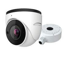 Speco O4T7M, 4MP H.265 AI IP Turret Camera ,IR, 2.8-12mm Motorized lens, w/ Junction Box, White, Part# O4T7M