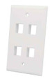 Intellinet IWP-4I, 4-Outlet Keystone Wall Plate, Ivory, Part# 772495