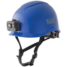 Klein Tools Safety Helmet, Non-Vented-Class E, with Rechargeable Headlamp, Blue, Part# 60148