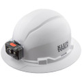 Klein Tools Hard Hat, Non-Vented, Full Brim with Rechargeable Headlamp, White, Part# 60406RL