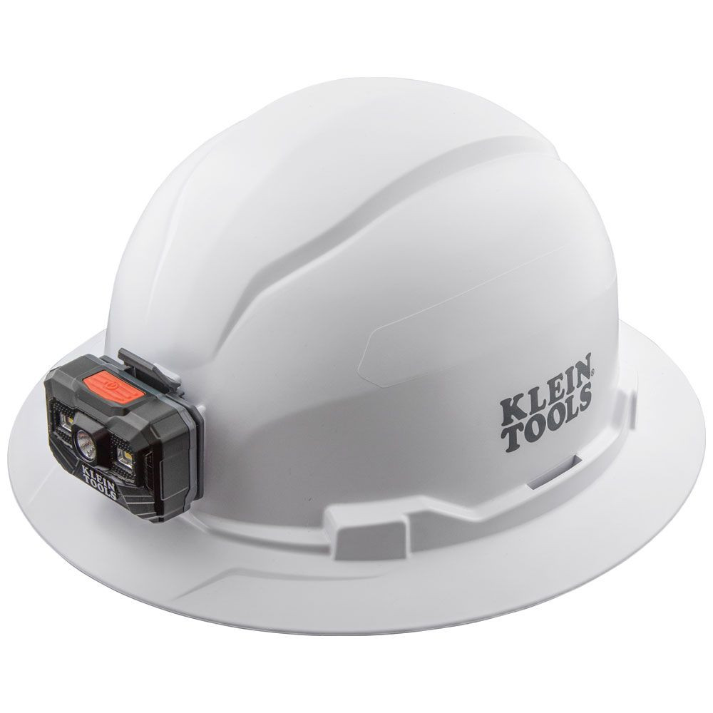 Klein Tools Hard Hat Non Vented Full Brim With Rechargeable Headlamp White Part 60406rl