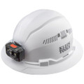 Klein Tools Hard Hat, Vented, Full Brim with Rechargeable Headlamp, White, Part# 60407RL
