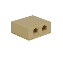 ICC Surface Mount Box, 8P8C, 2 CAT 5e EZ, Ivory, Part# IC625S52IV