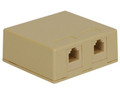 ICC Surface Mount Box, 6P6C, 2 Voice EZ, Ivory, Part# IC625SV2IV