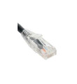 ICC Patch Cord, CAT5e, Clear Boot, 1' Black, Low Profile, Assembled Snag-Free Strain Relief, Part# ICPCSP01BK