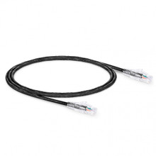 ICC Patch Cord, CAT5e, Clear Boot, 5' Black, Low Profile, Assembled Snag-Free Strain Relief, Part# ICPCSP05BK