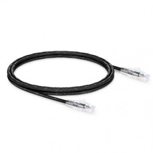 ICC Patch Cord, CAT5e, Clear Boot, 7' Black, Low Profile, Assembled Snag-Free Strain Relief, Part# ICPCSP07BK