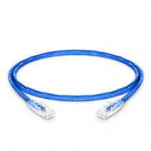 ICC Patch Cord, CAT5e, Clear Boot, 14' Blue, Low Profile, Assembled Snag-Free Strain Relief, Part# ICPCSP14BL