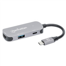 Manhattan USB-C to HDMI 3-in-1 Docking Converter with Power Delivery, Part# 130707