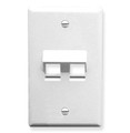 ICC FACEPLATE, ANGLED, 1-GANG, 2-PORT, WHITE, Part# IC107DA2-WH