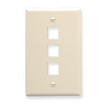 ICC FACEPLATE, FLAT, 1-GANG, 3-PORT, ALMOND Stock# IC107F03AL