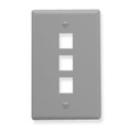 ICC FACEPLATE, FLAT, 1-GANG, 3-PORT, GRAY Stock# IC107F03GY