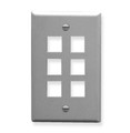 ICC FACEPLATE, FLAT, 1-GANG, 6-PORT, GRAY Stock# IC107F06GY