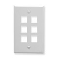 ICC FACEPLATE, FLAT, 1-GANG, 6-PORT, WHITE Stock# IC107F06WH